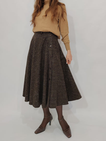 '80s Flecked Tweed Skirt