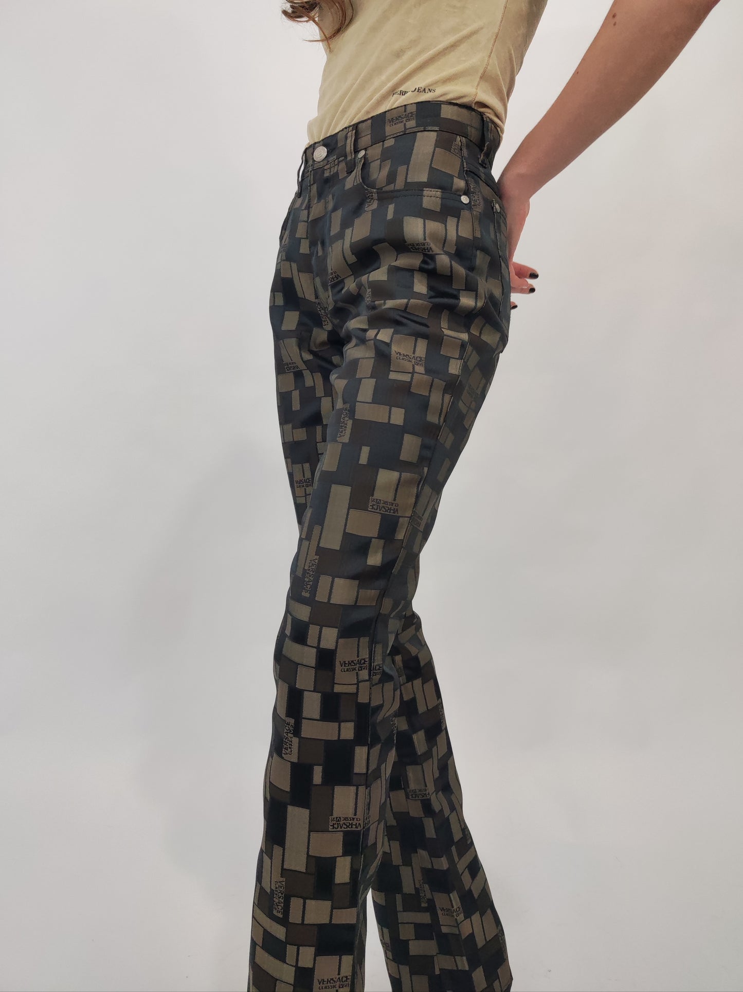 Gianni Versace V2 Vintage Nylon Trousers - Brown