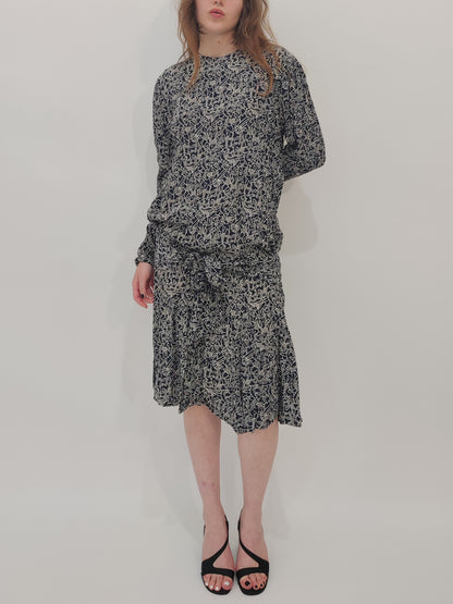 '80s Liz Clairborne Drop Waist Abstract Print Dress - DEF.