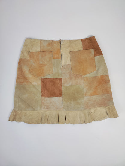 Y2K Suede Embroidered Skirt