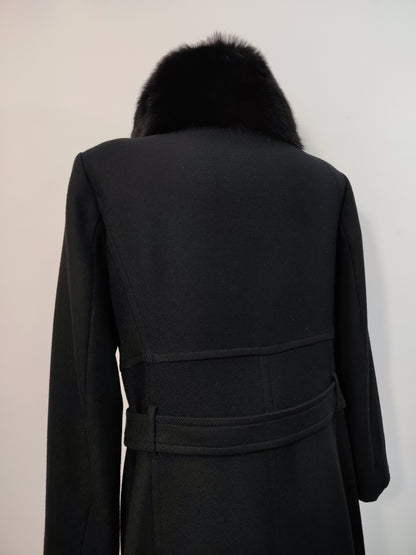 100% Wool Hooked Coat, Fur Collar