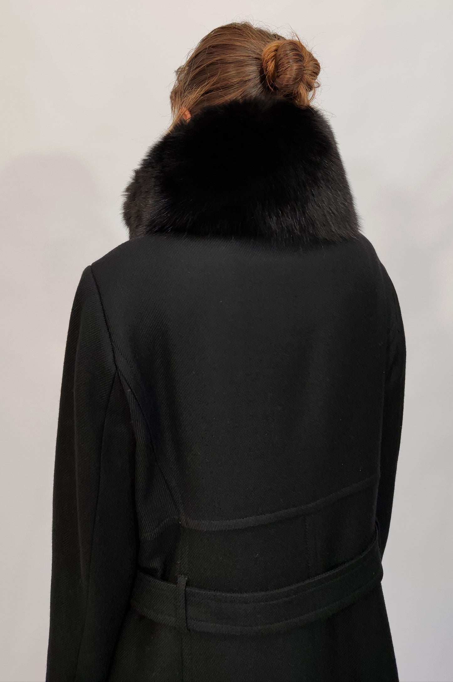 100% Wool Hooked Coat, Fur Collar