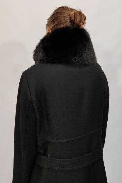 100% Wool Hooked Coat, Fur Collar