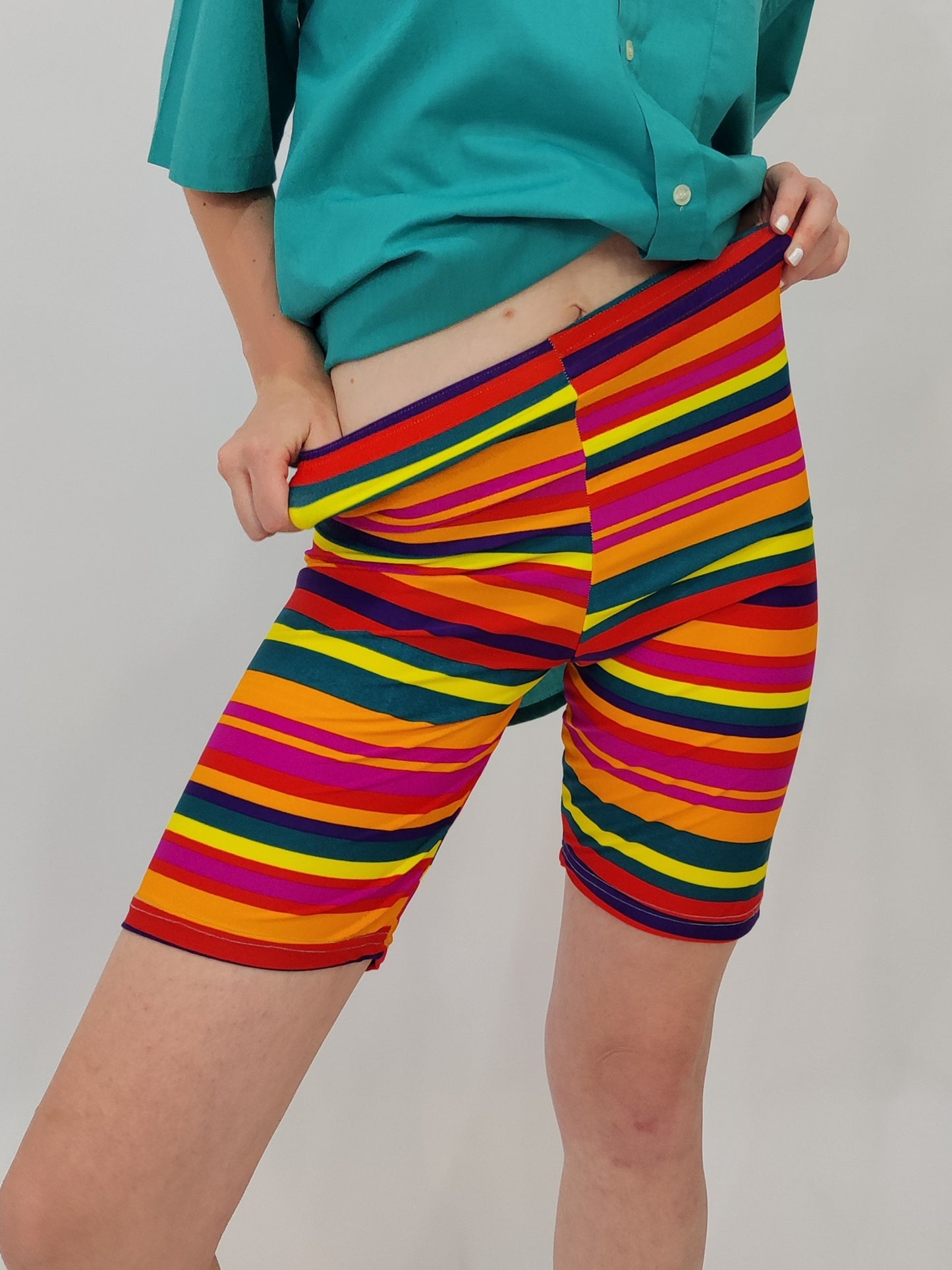 Vintage Biker Shorts - Striped