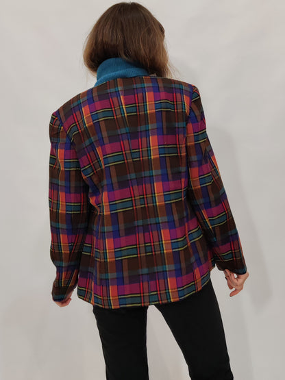 '80s Tailored Chinese Checkered Blazer