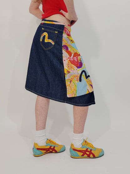 Evisu Vintage Denim Wrap Skirt
