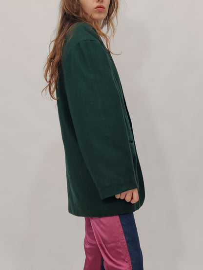 Green Wool Quilted Blazer