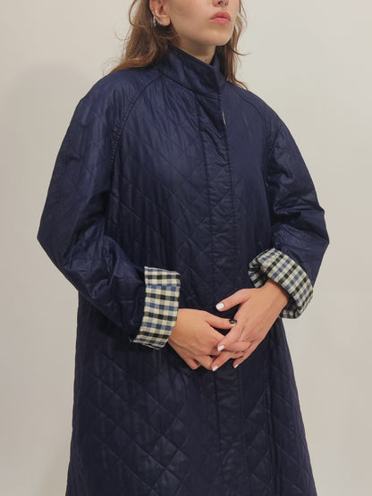 Vintage Navy Matelassé Trench
