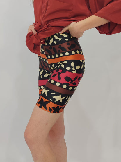 Vintage Biker Shorts - Stripes & Fish