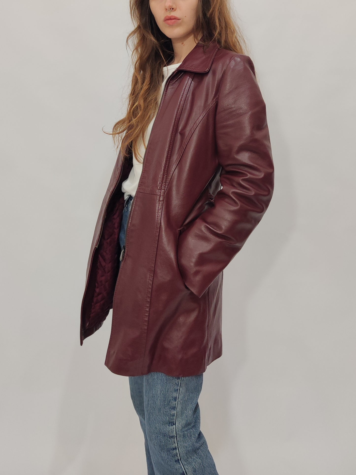 Burgundy Leather Coat