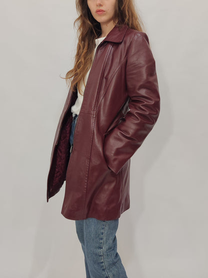 Burgundy Leather Coat