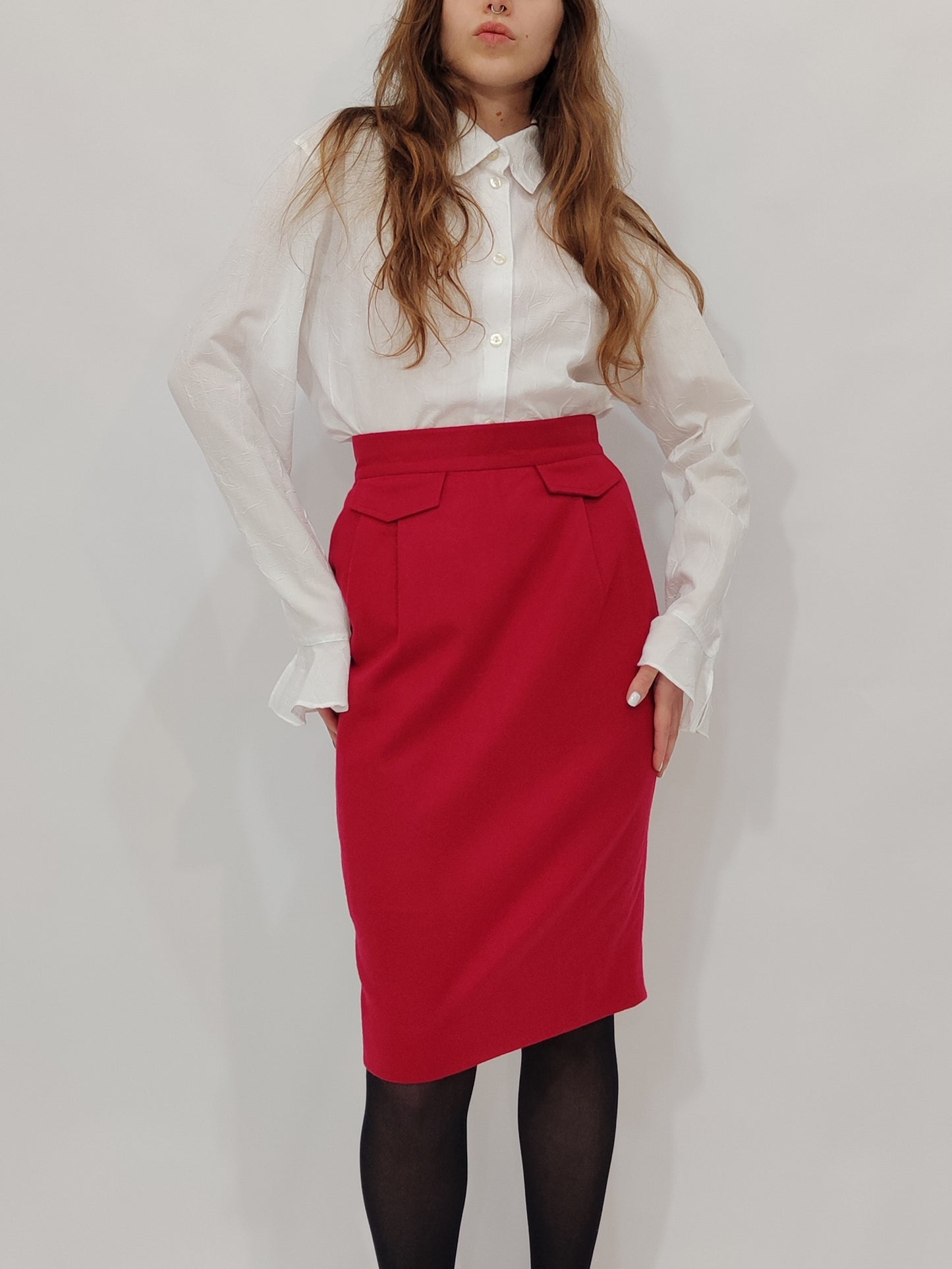 '80s Red Pencil Skirt