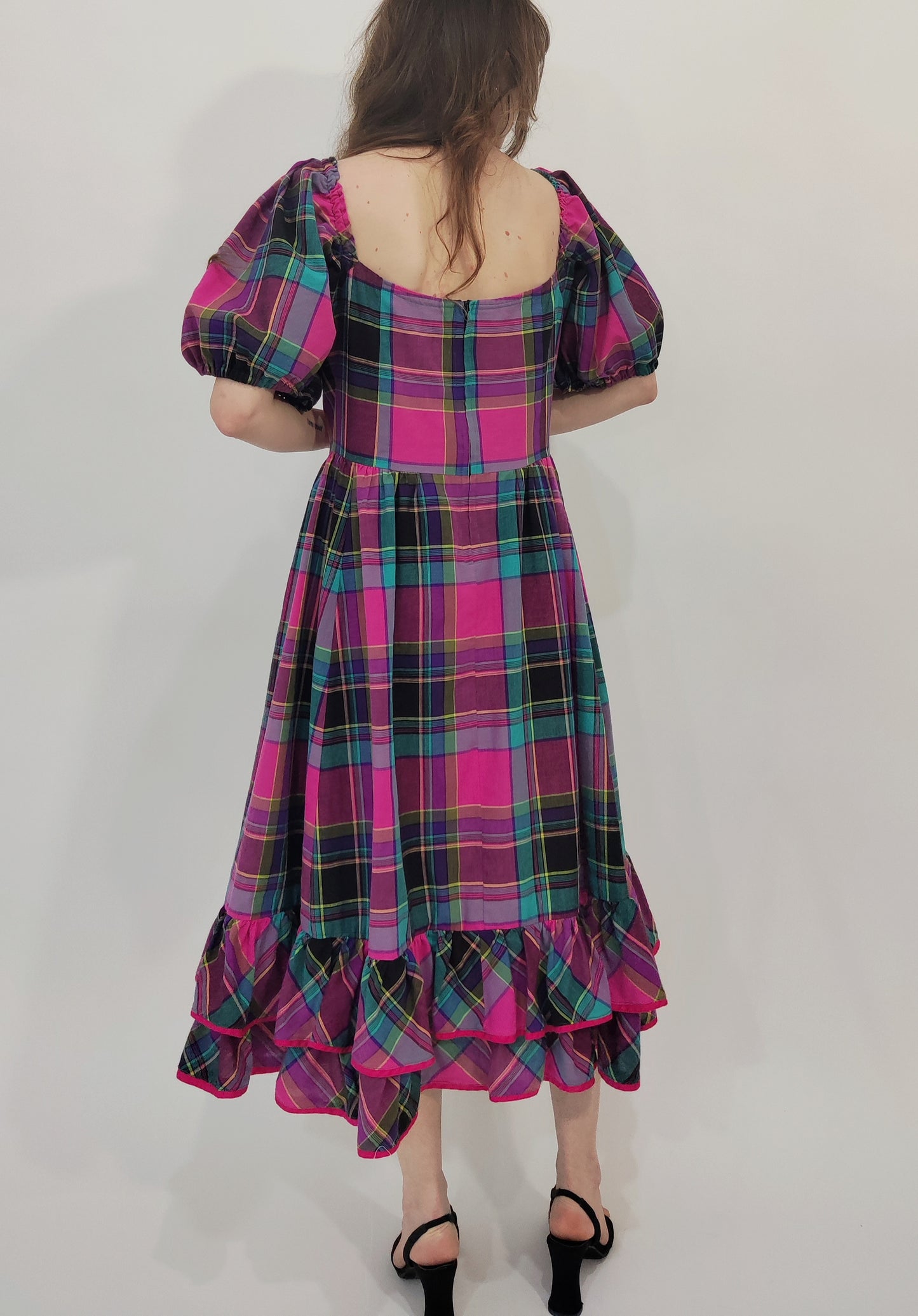 '80s Vintage Tailored Checkered Dress