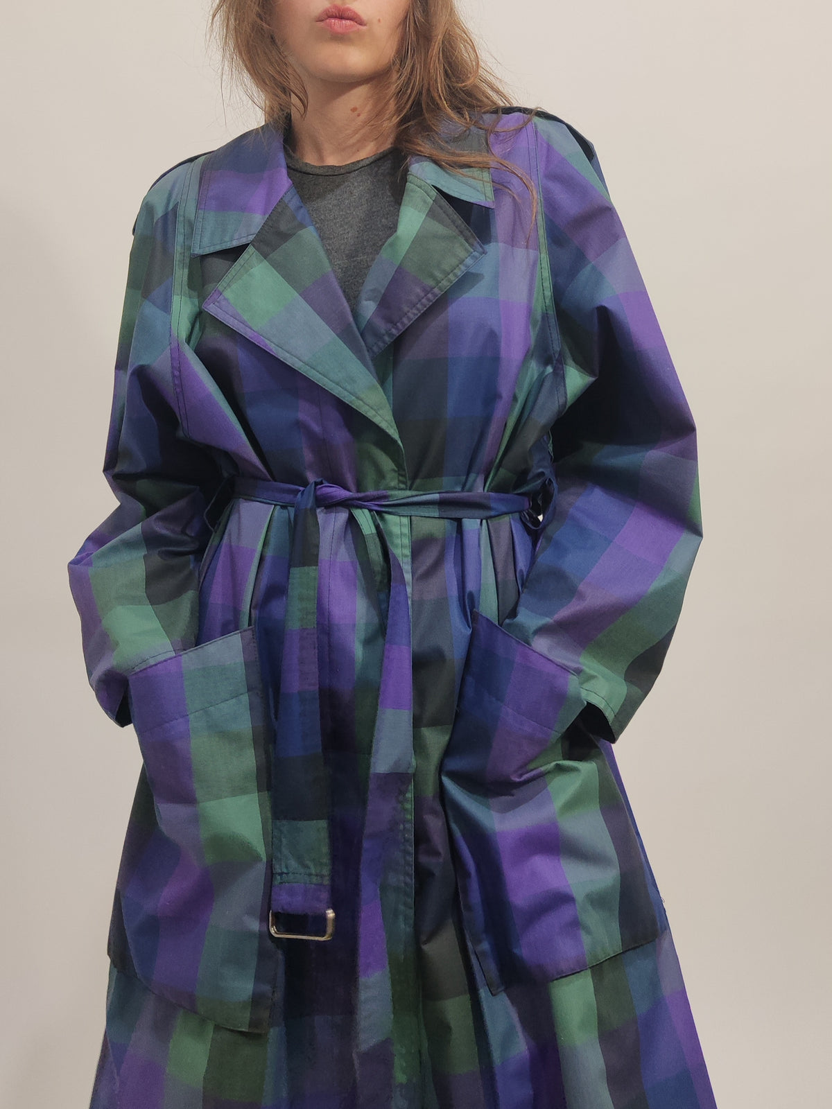 Made in Korea Vintage Checkered Trench