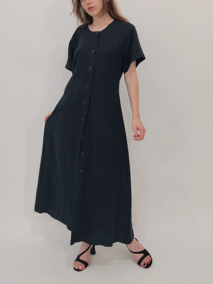 '90s Vintage 100% Linen Button Dress