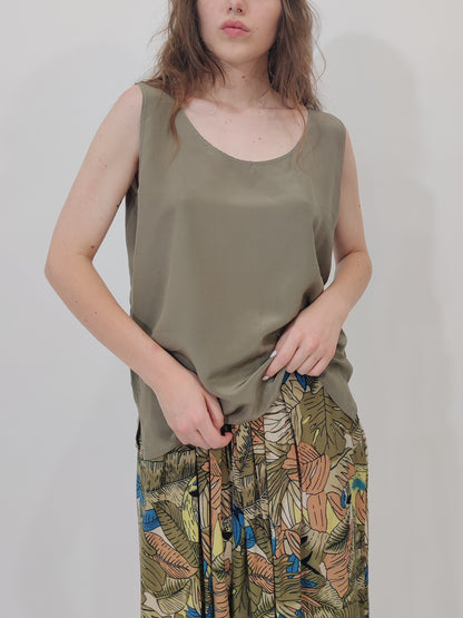 Vintage 100% Silk Top - Sage Green