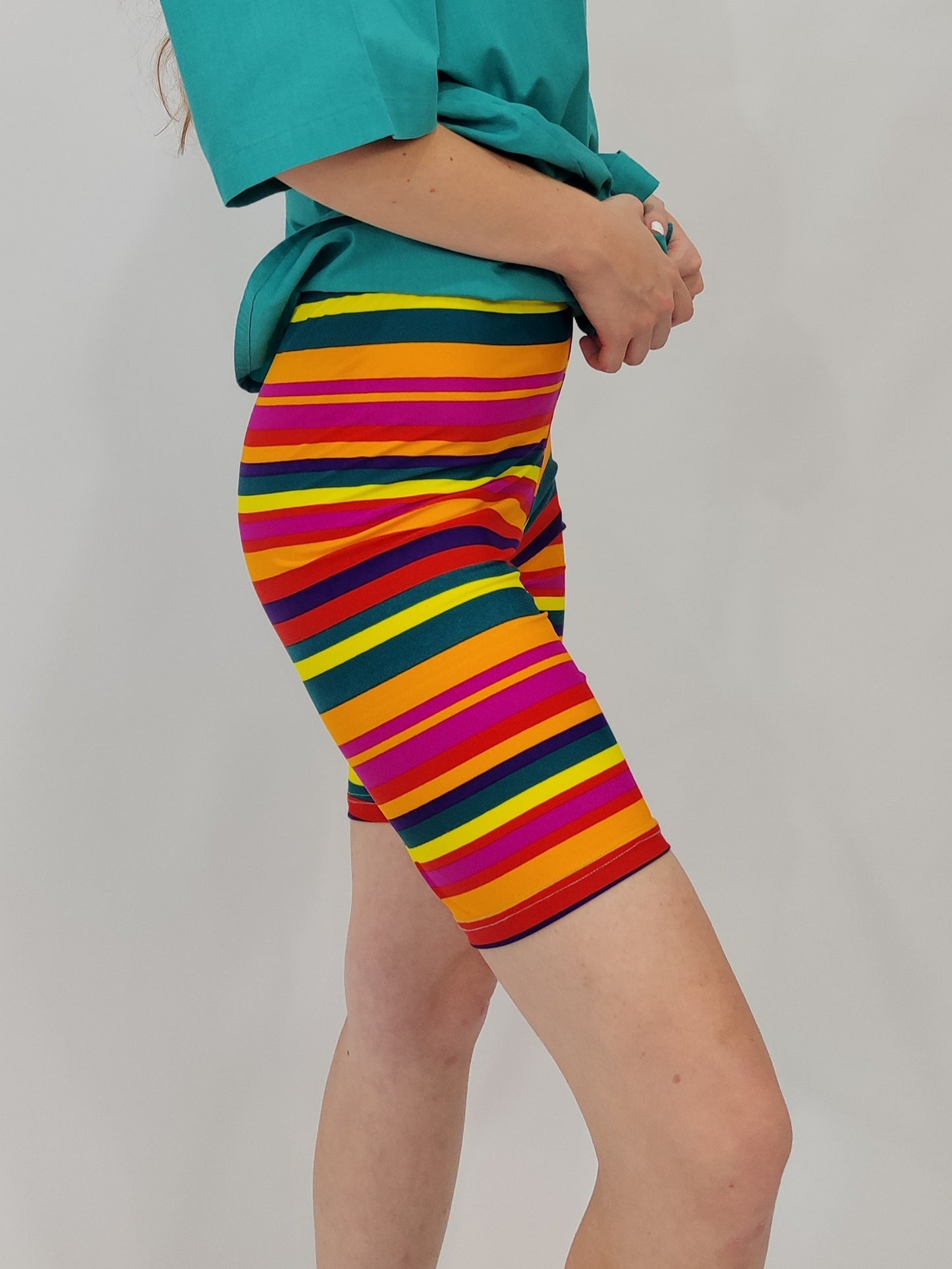 Vintage Biker Shorts - Striped