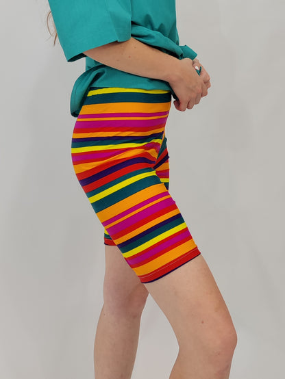 Vintage Biker Shorts - Striped