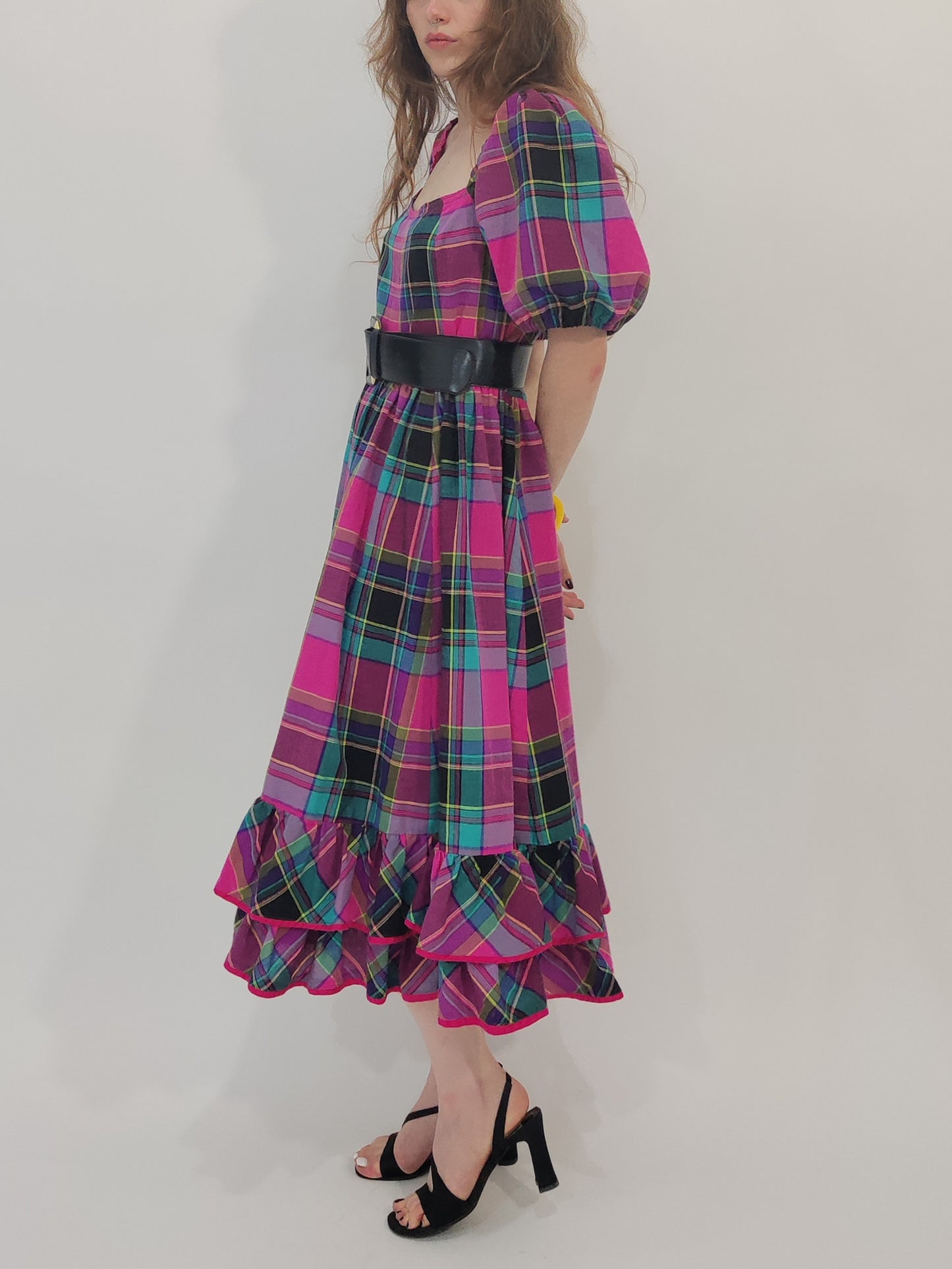 '80s Vintage Tailored Checkered Dress