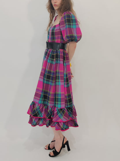 '80s Vintage Tailored Checkered Dress