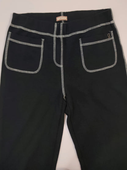 John Galliano Contrast Stitching Black Pants