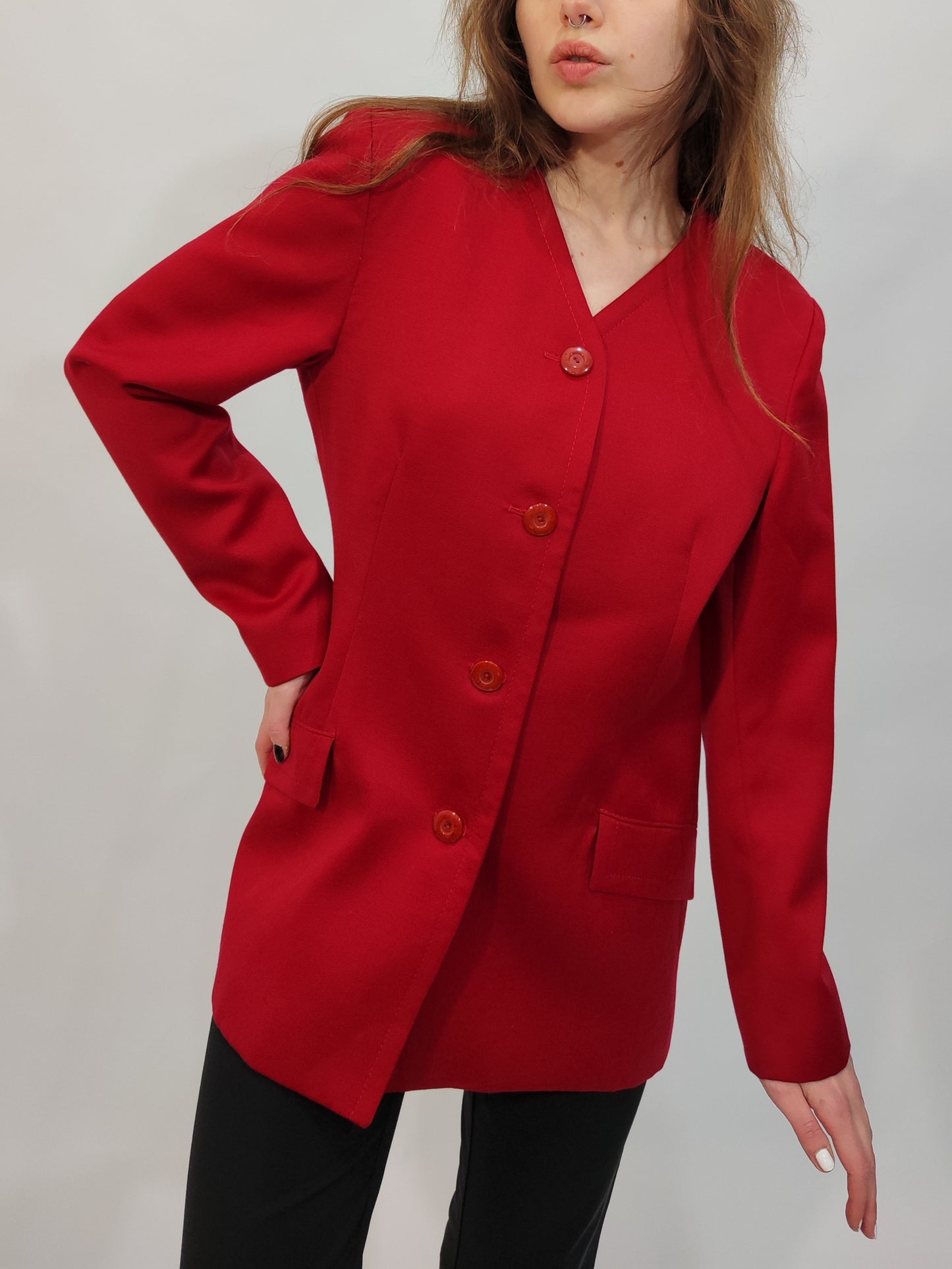 '80s Tailored Red Blazer