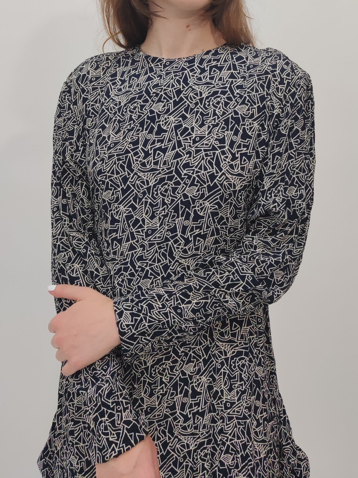 '80s Liz Clairborne Drop Waist Abstract Print Dress - DEF.