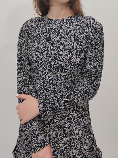'80s Liz Clairborne Drop Waist Abstract Print Dress - DEF.