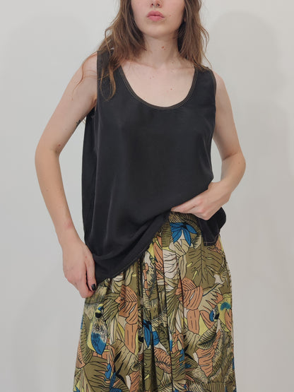 Vintage 100% Silk Top - Black
