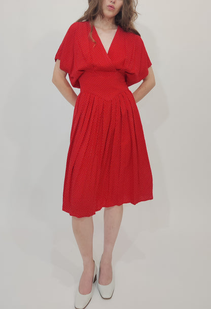 ‘80s Vintage Polka Dot Dress - M/L - Small Def.