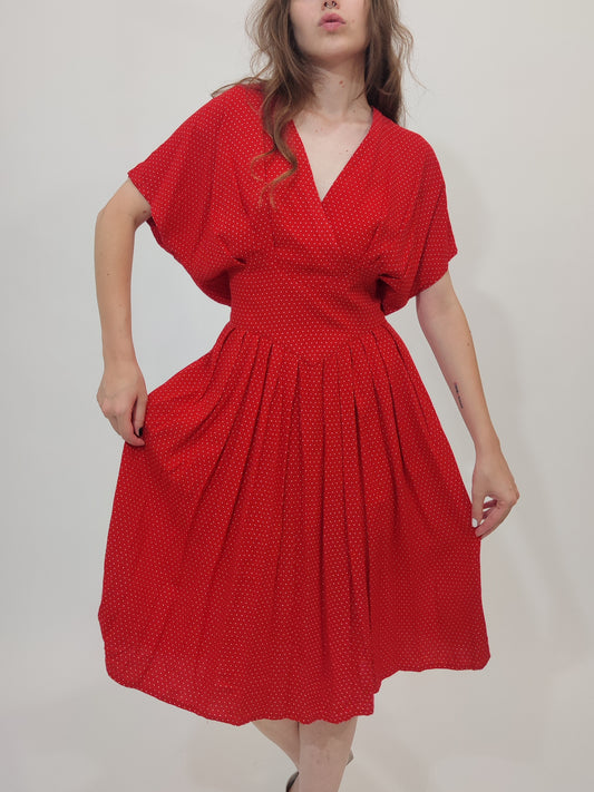 ‘80s Vintage Polka Dot Dress - M/L - Small Def.