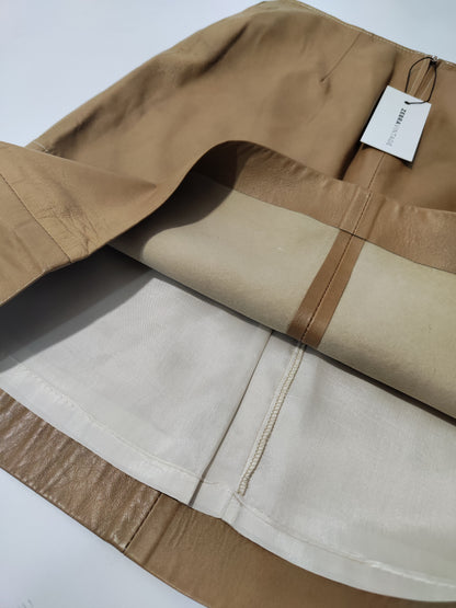 Ferrè Tan Leather Skirt