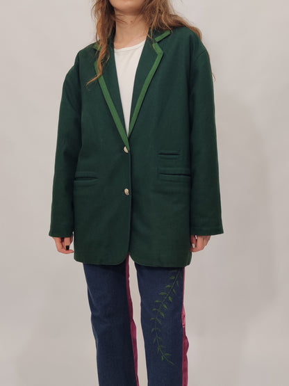 Green Wool Quilted Blazer