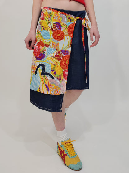 Evisu Vintage Denim Wrap Skirt