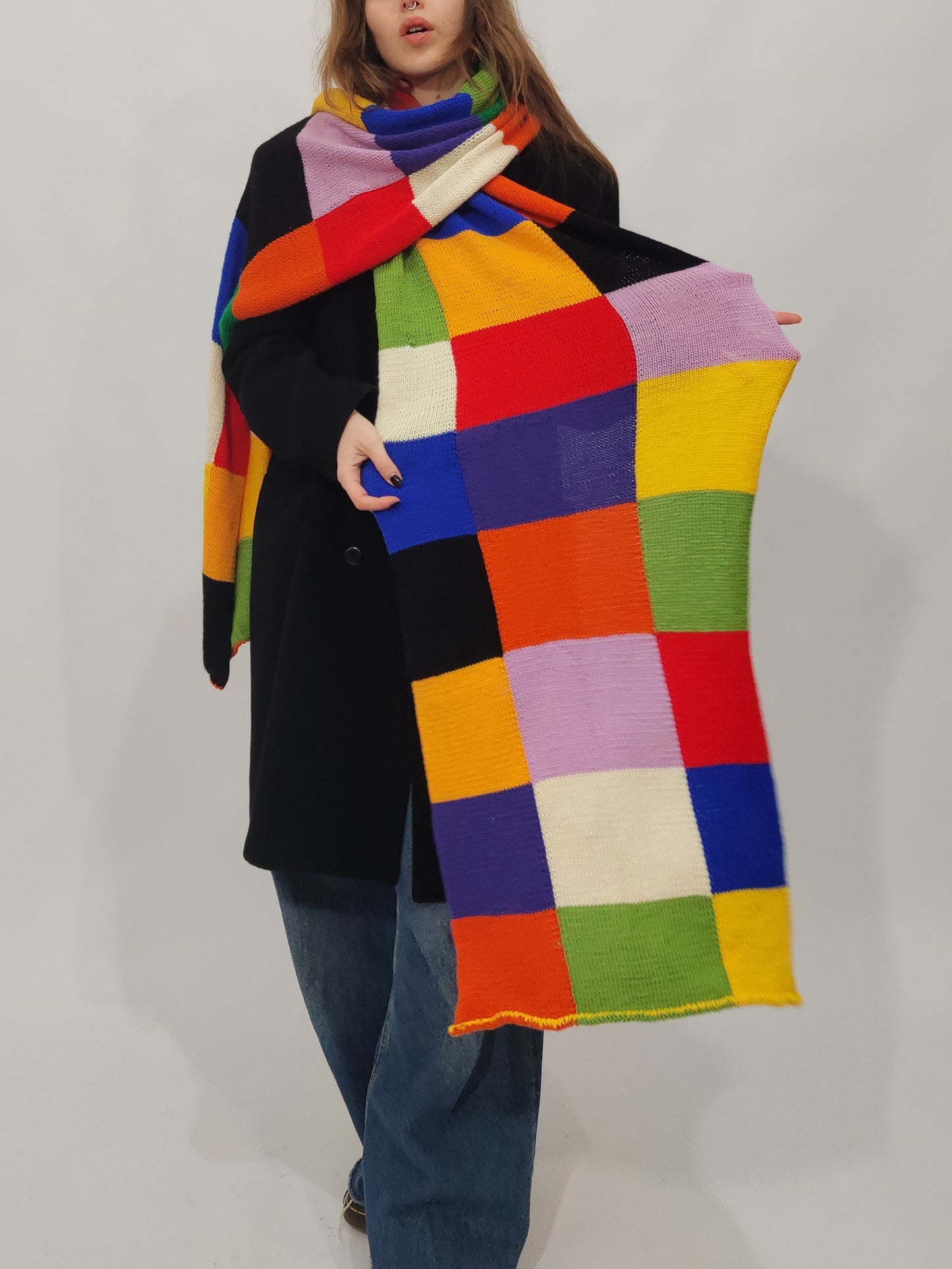 Late '70s Color Block Long Scarf