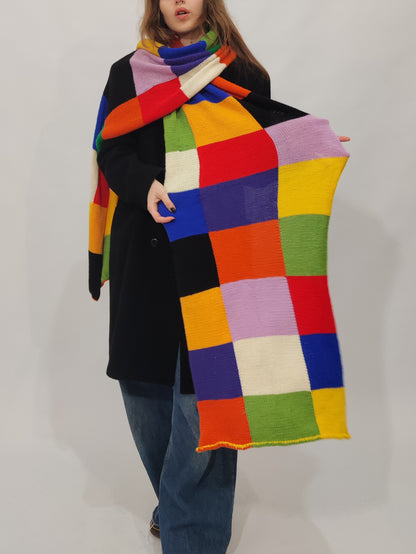 Late '70s Color Block Long Scarf