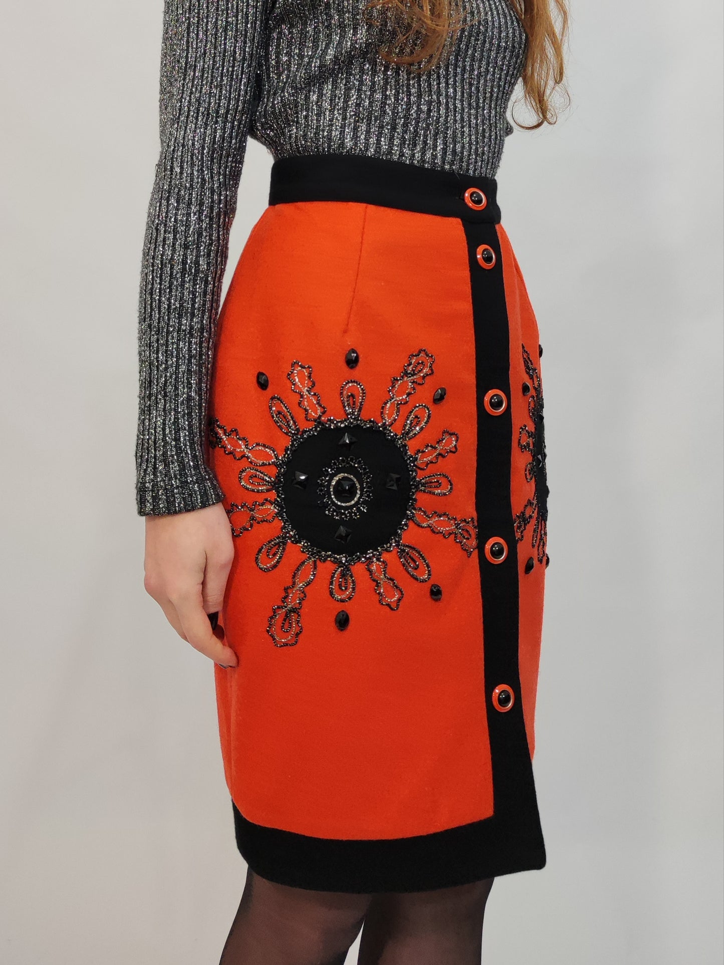 Vintage Wool Embroidered Skirt