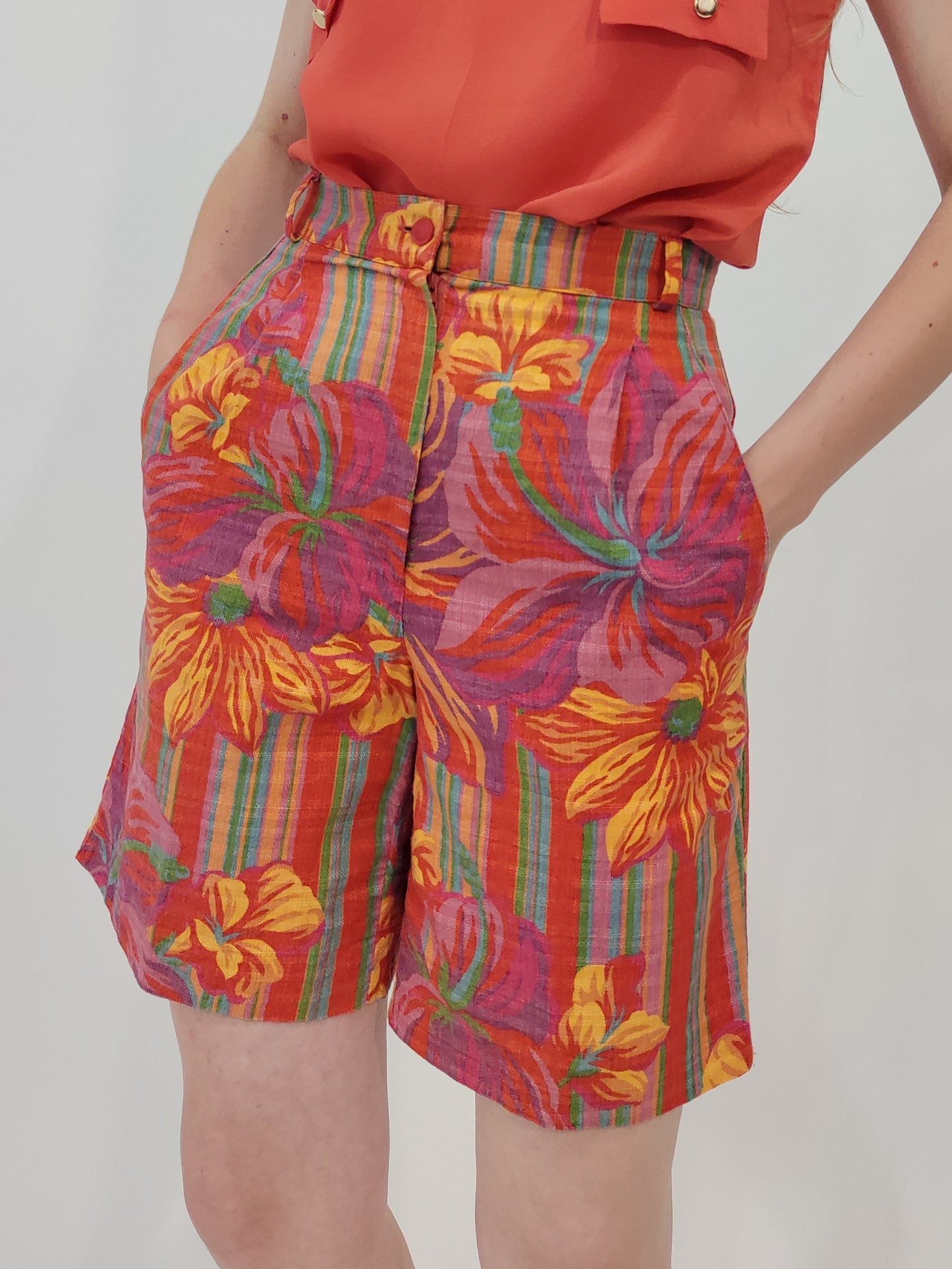 '80s Vintage Shorts, Linen + Cotton, XS