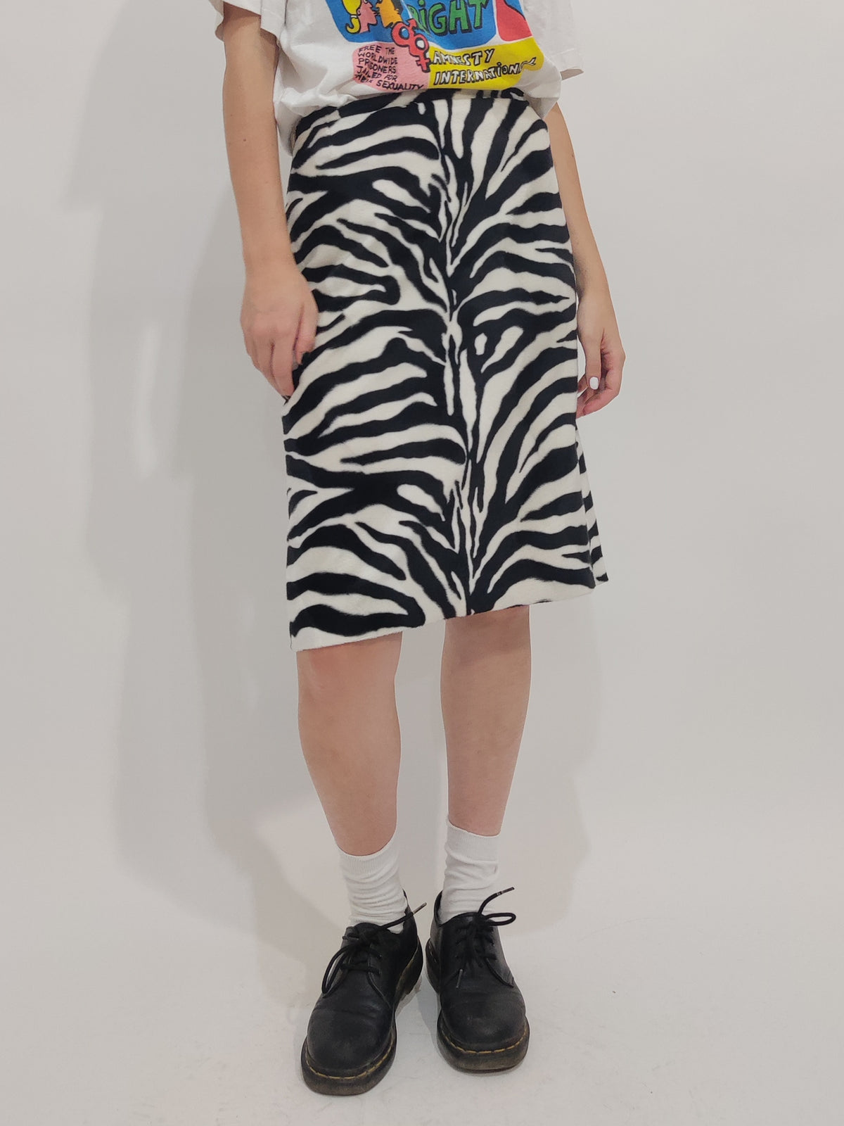 ‘90s Zebra Velour Skirt
