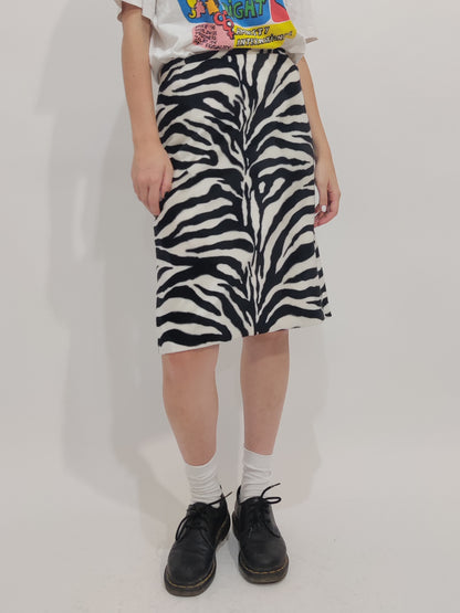 ‘90s Zebra Velour Skirt