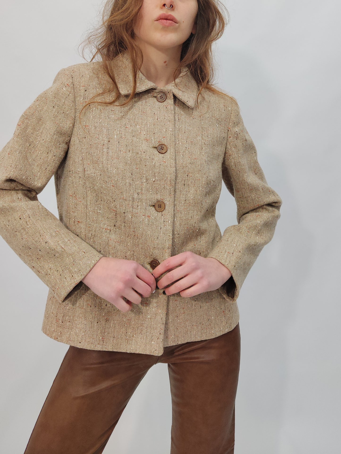 Vintage Flecked Tweed Tailored Blazer