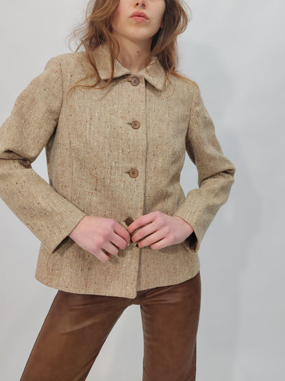 Vintage Flecked Tweed Tailored Blazer