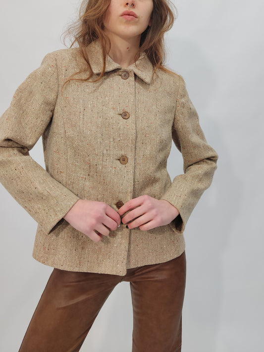 Vintage Flecked Tweed Tailored Blazer