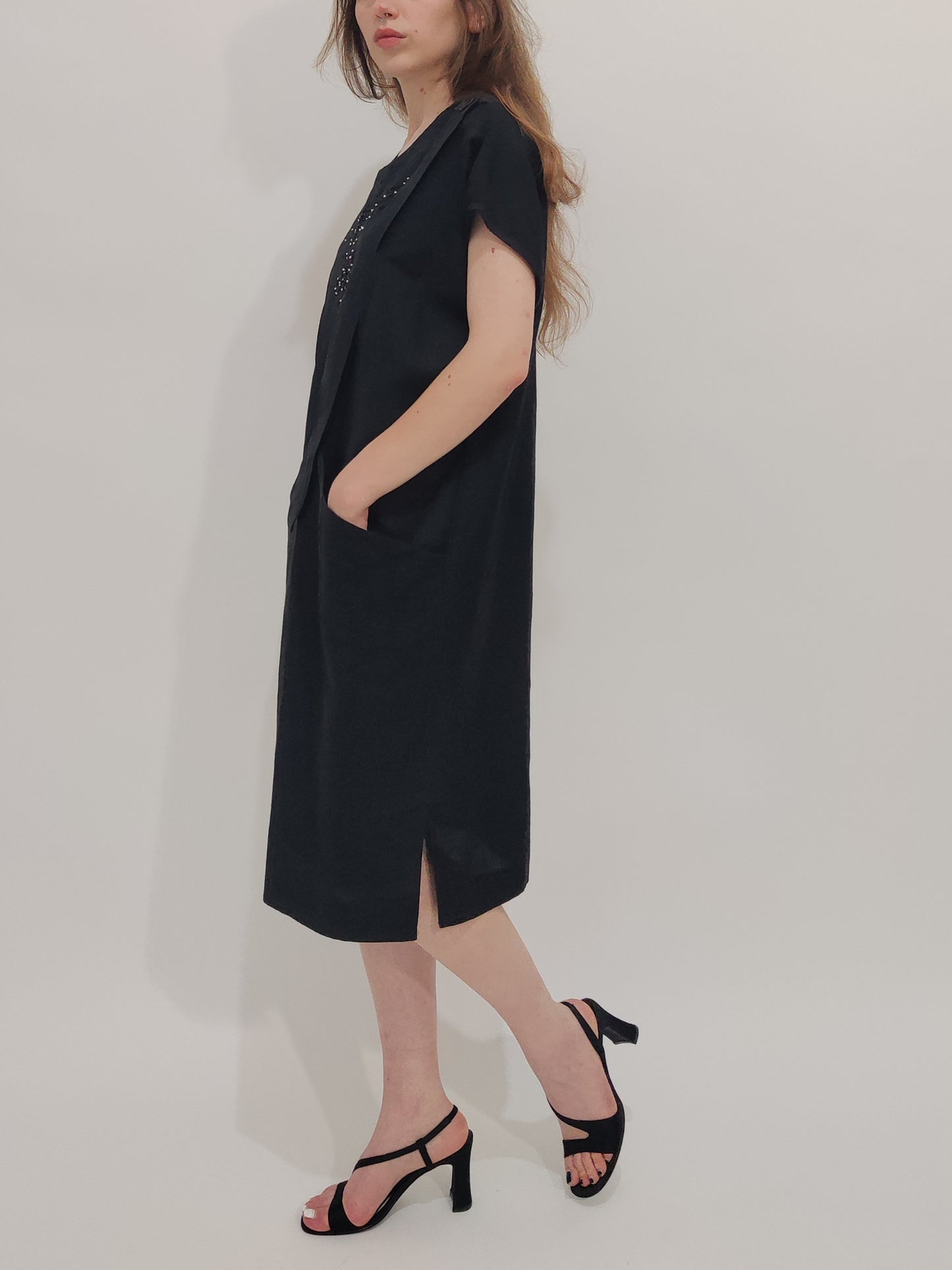 Geometric Panel Oversized Dress, Linen and Cotton