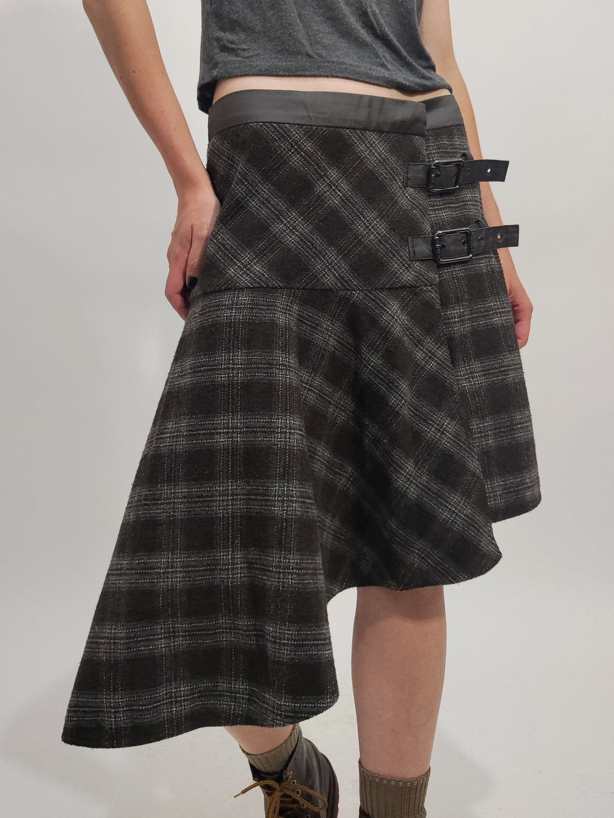 Y2K Vintage Asymmetrical Tartan Skirt