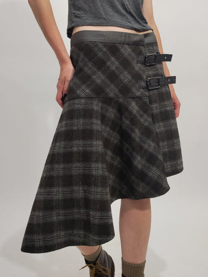 Y2K Vintage Asymmetrical Tartan Skirt