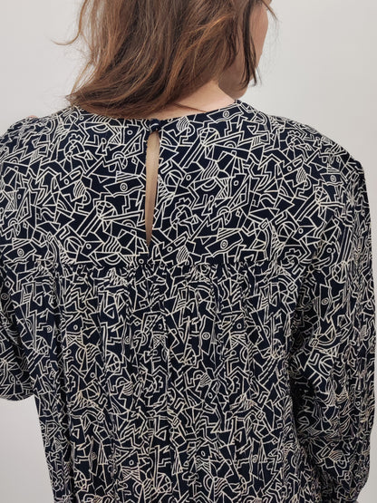 '80s Liz Clairborne Drop Waist Abstract Print Dress - DEF.