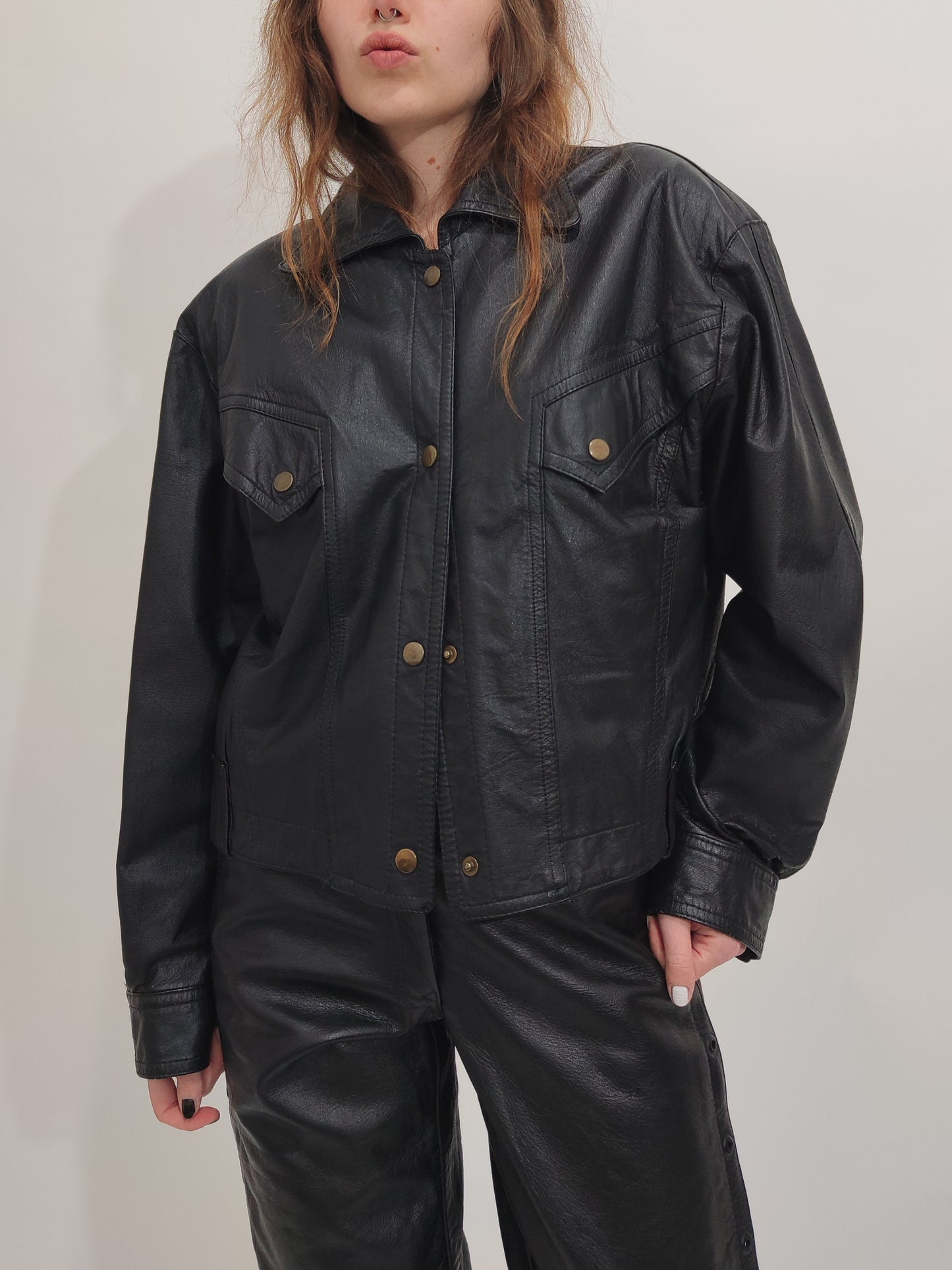 '80s Vintage Black Leather Jacket