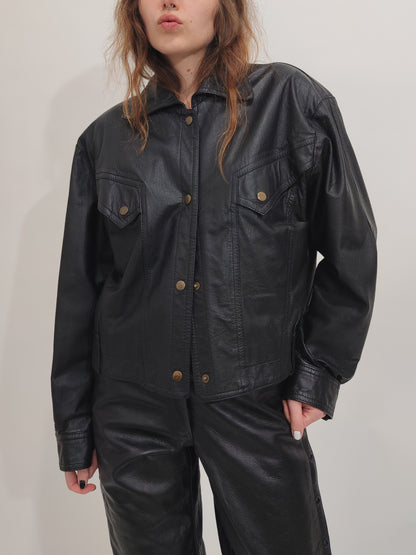 '80s Vintage Black Leather Jacket