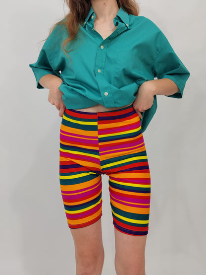 Vintage Biker Shorts - Striped